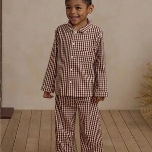 Rylee + Cru Kids Pajamas Set size 8/9 brick gingham
